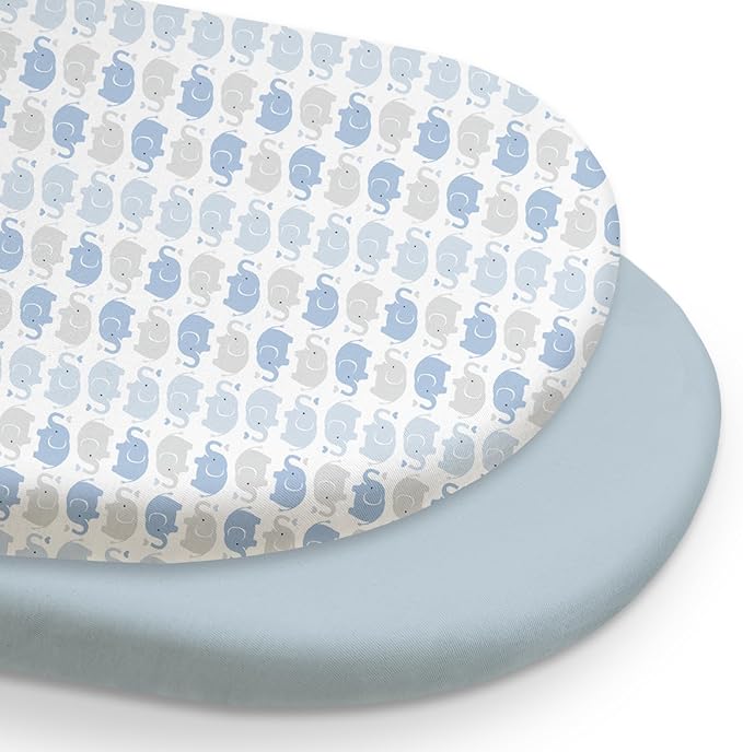 Gllquen Baby Bassinet Sheets 2 Pack, 100% Organic Cotton Bassinet Fitted Sheets for Girls Boys, Soft & Breathable Unisex Baby Mattress Sheet for Standard Bassinets 33"x17"(Blue)