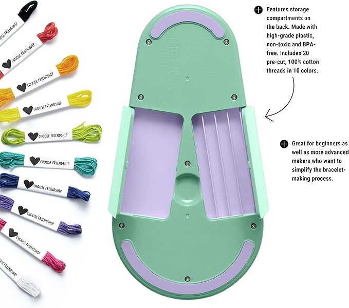 Choose Friendship Bracelet Making Kit – DIY Craft Loom for Kids Ages 8+, New & Improved Design, Includes 20 Threads, Makes 8 Bracelets, Green “Lime Rickey”