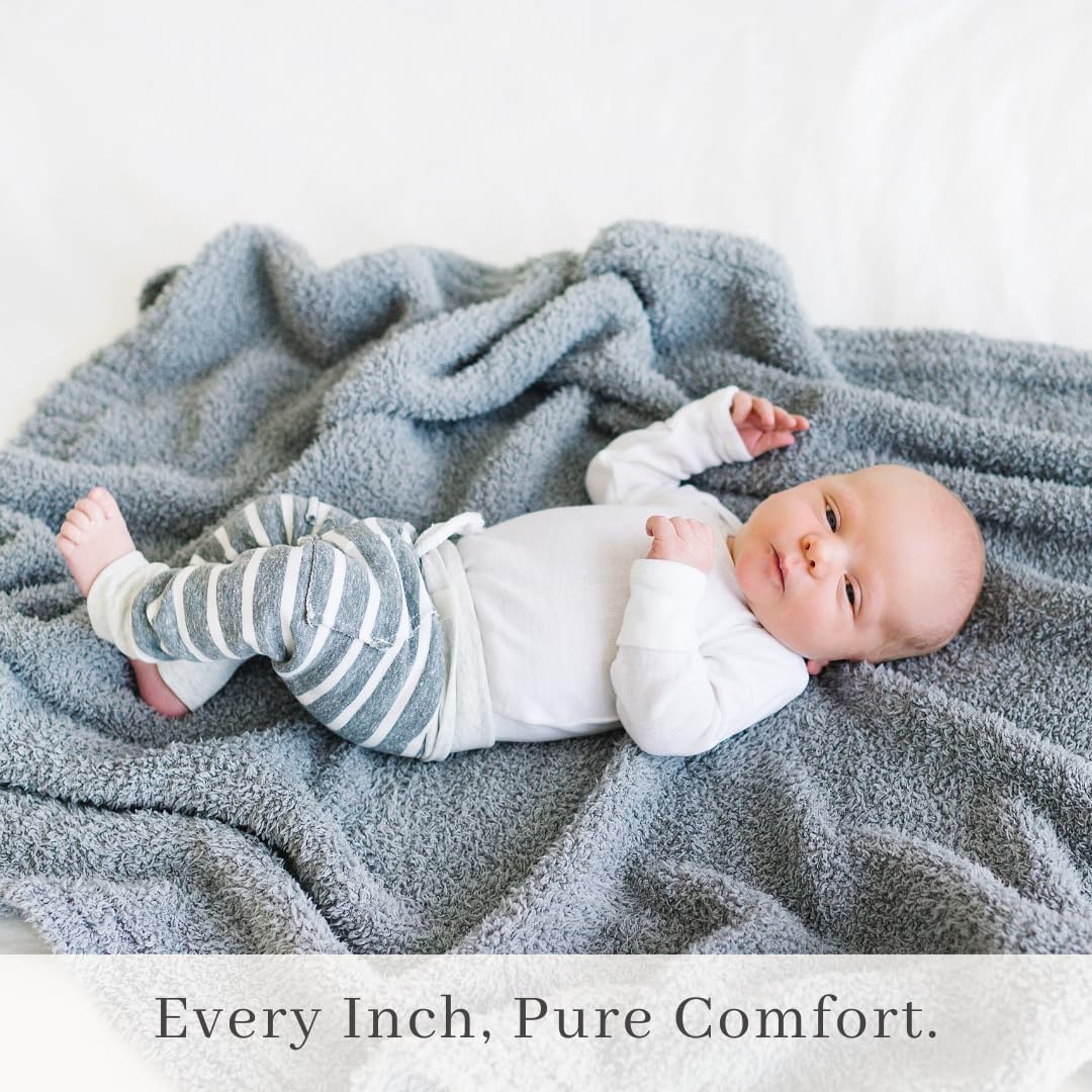 SARANONI Bamboni Luxury Baby Blanket | Plush Blanket for Infant Boys & Girls | Receiving Blanket 30” x 40” | Gray