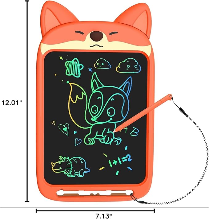 LCD Writing Tablet 10 Inch, Doodle Board Toy, Cute Fox Drawing Pad for Kids Ages 2-6 - Educational Gift for Christmas & Birthday (Fox)