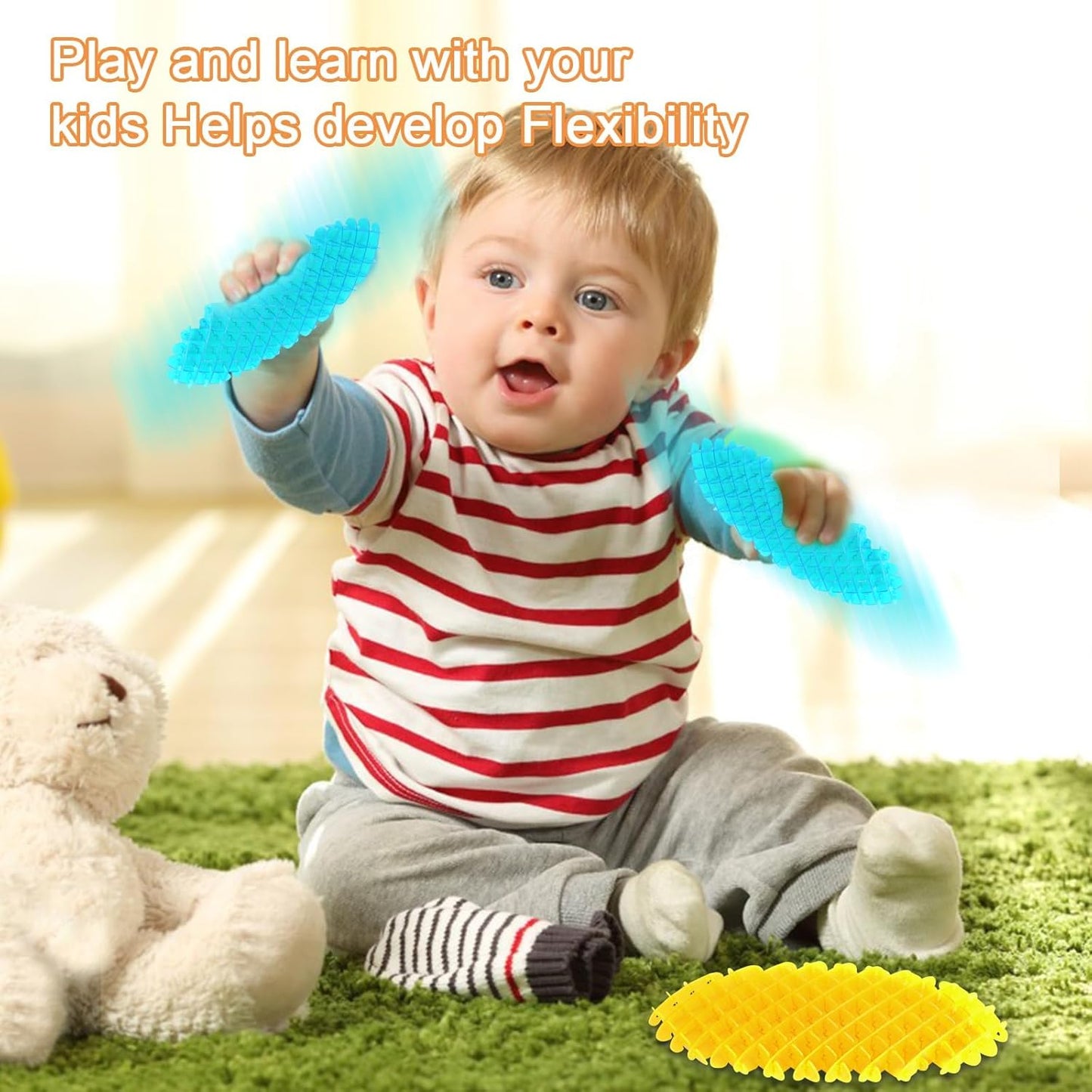 Fidget Worm Toy,Blue Worm Big Fidget Toys Adults and Kids, Funny Stretchy Sensory Stress Toys, Fidget Sensory Squeeze Toys, Relieves Stress and Anxiety Finger Toys for Kids with Autism ADHD