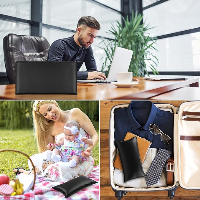 Joyberg 4Pack Money Bag 11 X 6", Safe Durable Waterproof PU Leather Bank Bag with Zipper for Cash, Coin, Checks, Makeup Bills Receipts Tool Storage (Black)