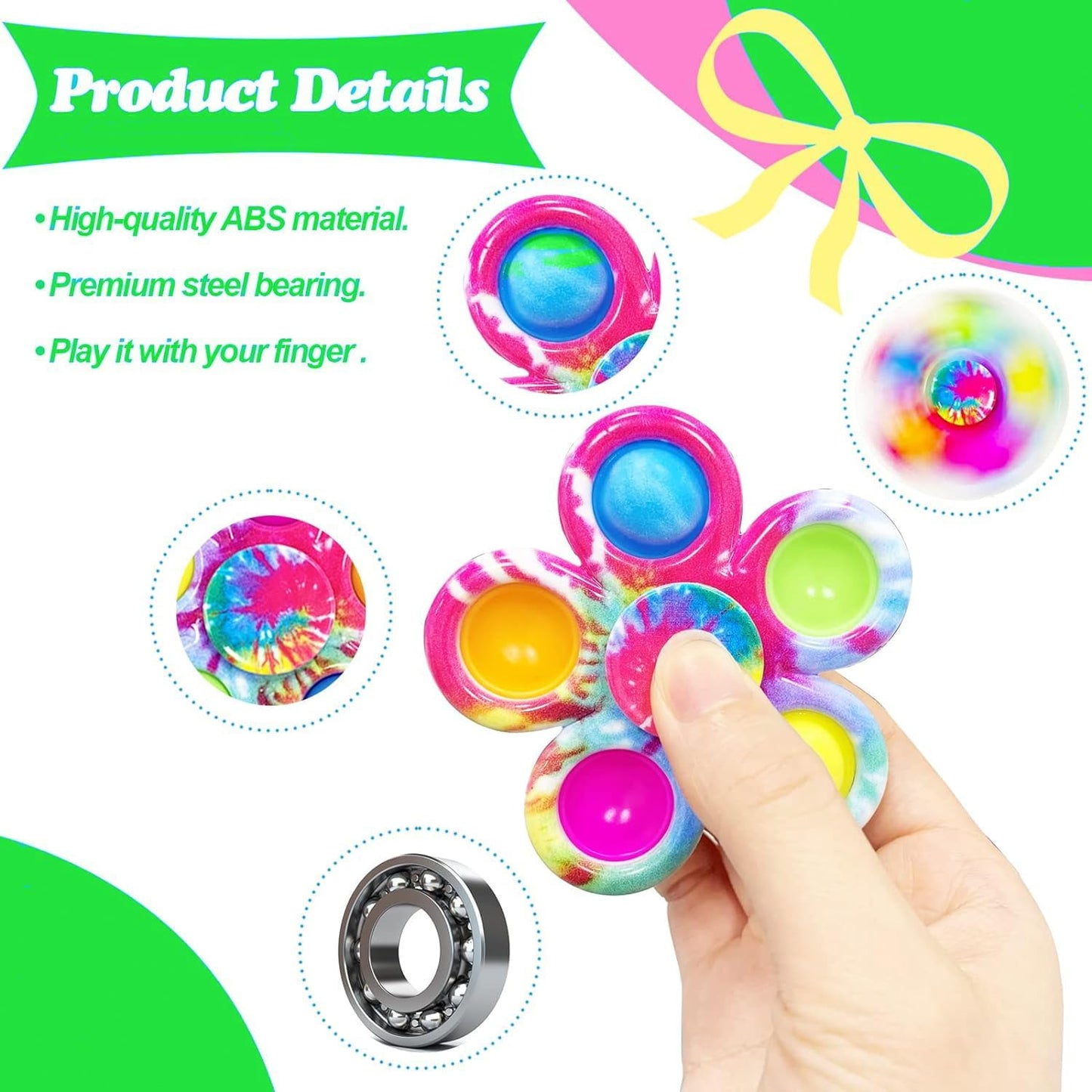 5Pcs Fidget Spinner Pop Fidget Toys Bulk for Adults, Fidget Toys for Kids 8-12 3-5, ADHD Autism Fidgets for Teens Toddler, Sensory Fidget Toys Pack for Party Favors Goodie Bag Stuffers (Random)