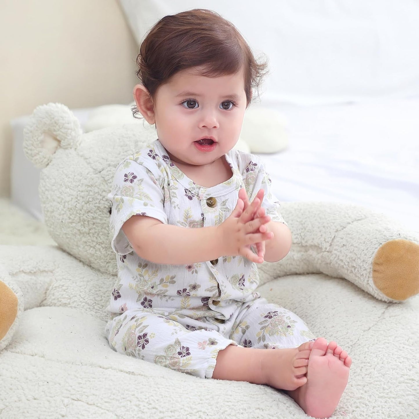 Baby Girl Romper Button Jumpsuit Summer Infant Boy Clothes for 0-24 Months