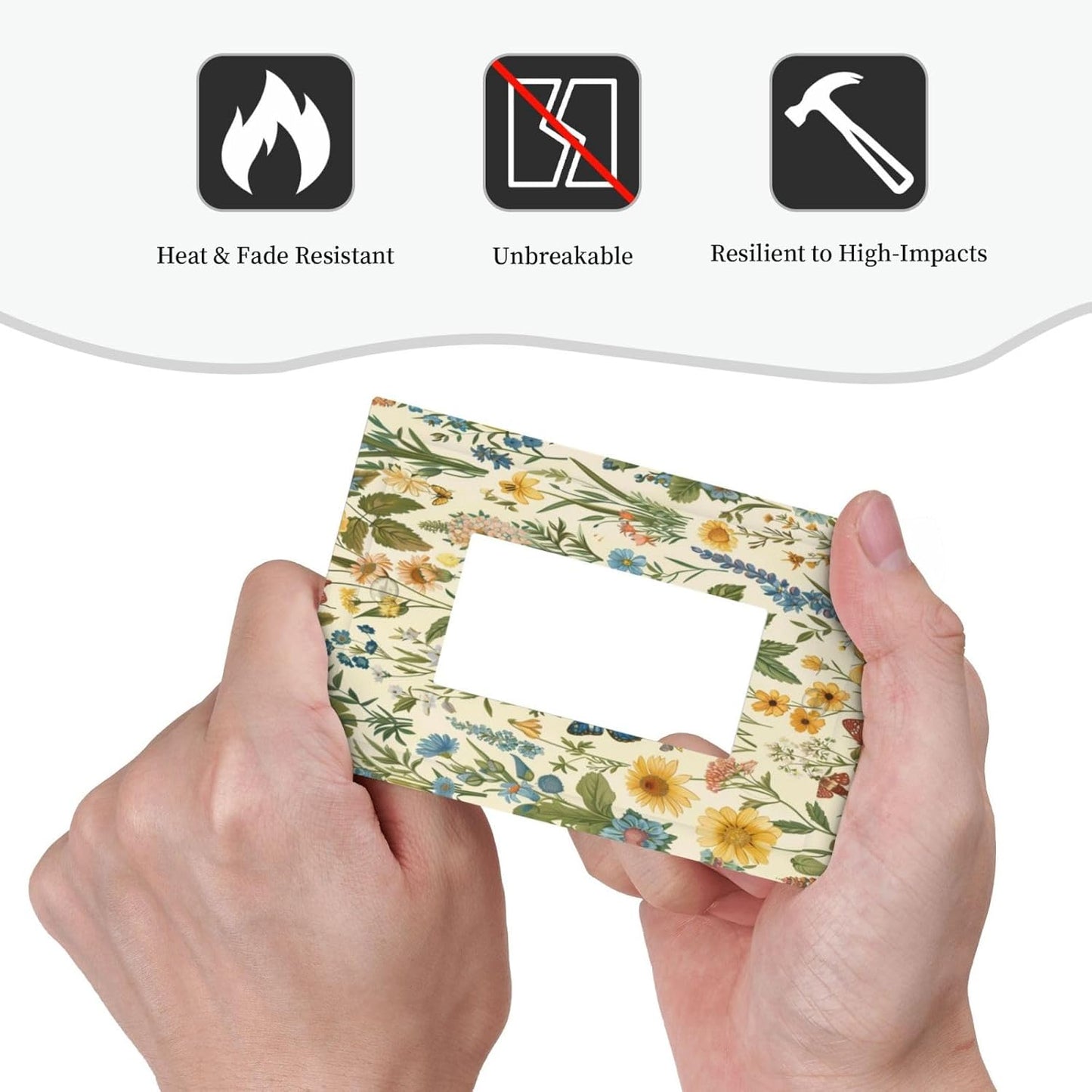 Decorative Outlet Covers Rustic Plant Garden Leaf Flower Butterfly 1 Gang Single Decora GFCI Device Light Switch Covers Plate 1 Rocker Wall Plate Jumbo Faceplate for Bedroom Home Decor