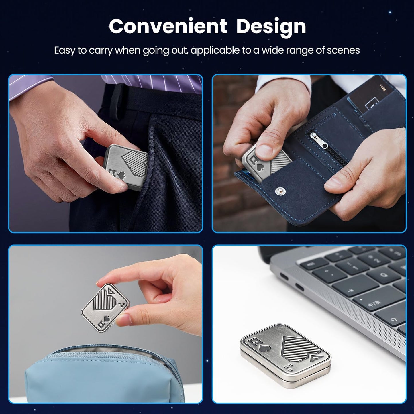 Metal Fidget Toys, Magnetic Fidget Slider for Adults, EDC Poker Push Card ,Relieve Stress ADHD & Anxiety, Break Bad Habits, Cool Gadget Office Desk Toy, Gift for Boyfriend, Husband and Father