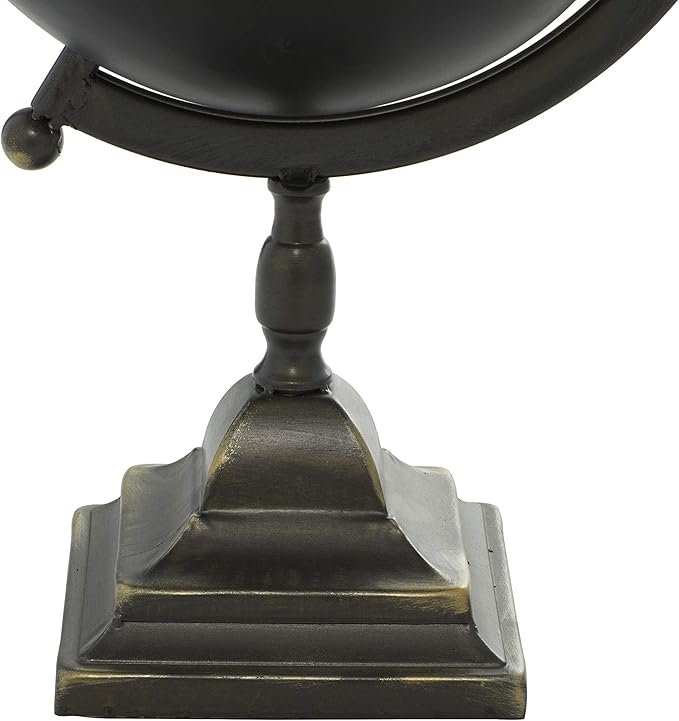 Deco 79 Industrial Metal Round Globe, 11" x 10" x 18", Black