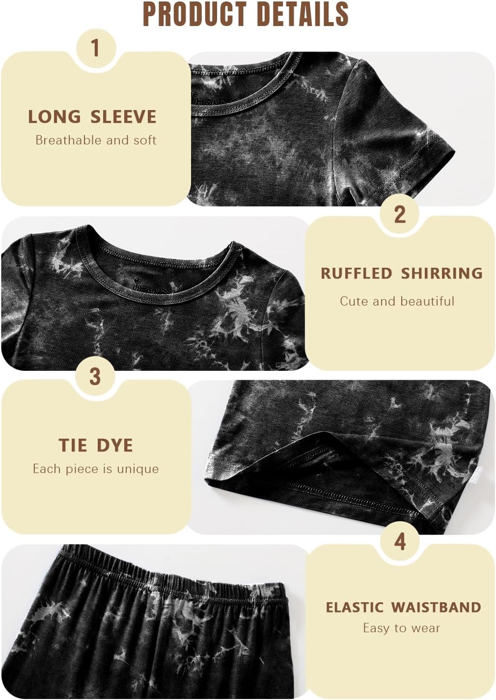 Jimonda Baby/Toddler Soft Sleepwear Short sleeve Kids Cool Pajama Outdoor 2-Piece Shirt&Shorts Casual sets Tie Dye PJ