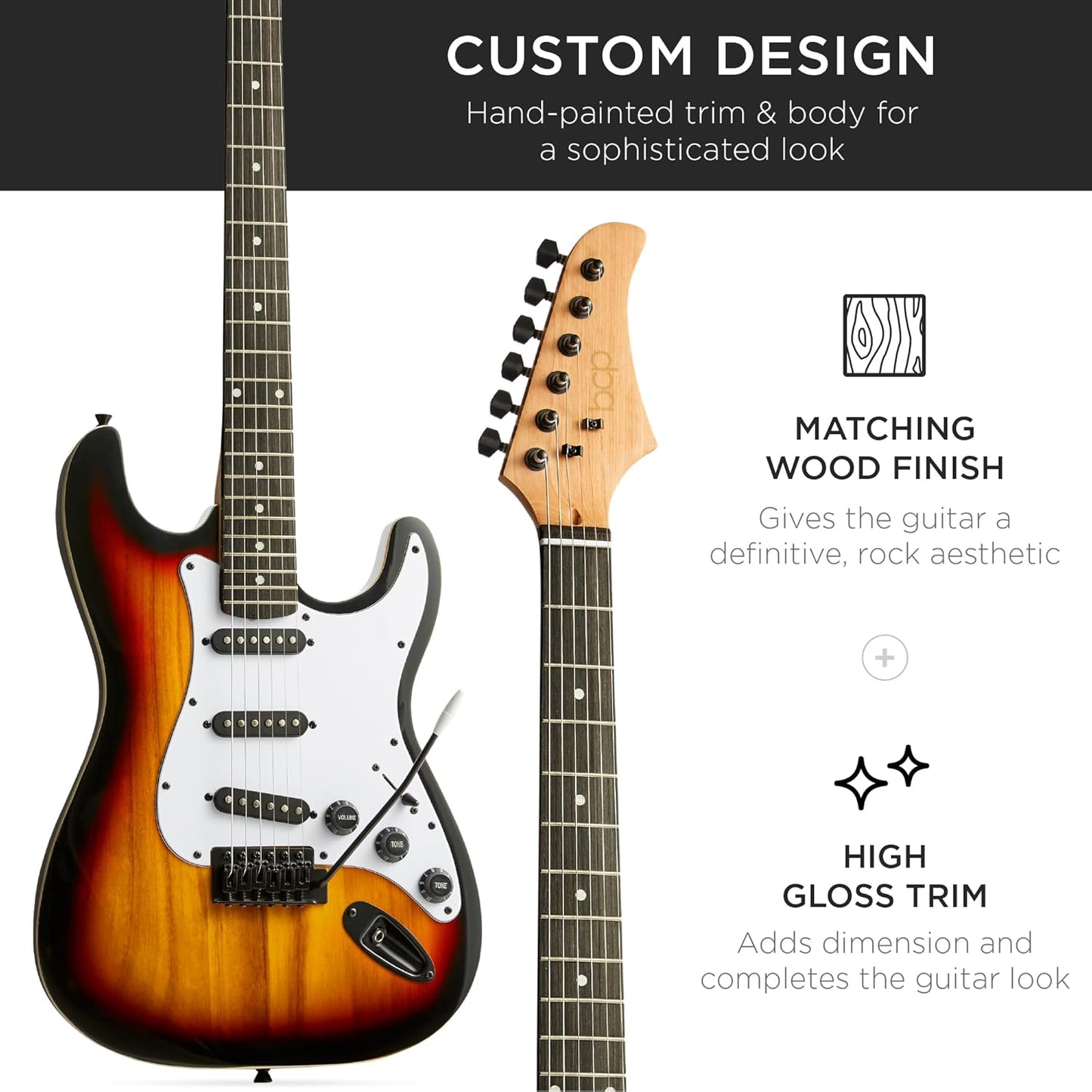 Best Choice Products 39in Full Size Beginner Electric Guitar Starter Kit w/Case, Strap, 10W Amp, Strings, Pick, Tremolo Bar - 3 Color Sunburst