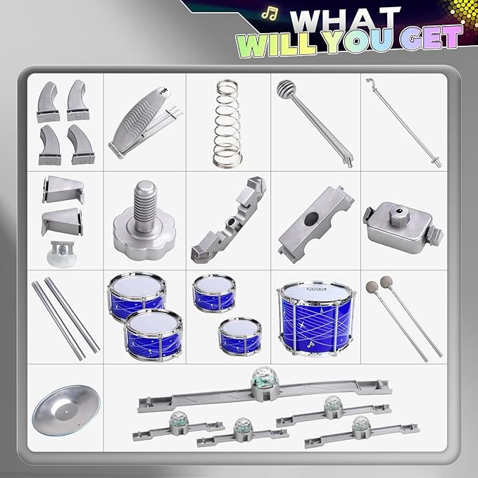 Kids Drum Sets for 2-5, Toddler Drum Set Ages 1-3, Junior Mini Jazz Full Size Small Band Rock Drums Making Kit Toys Percussion Musical Instrument Rhythm Beat Play Sets for Toddlers Boys Girls