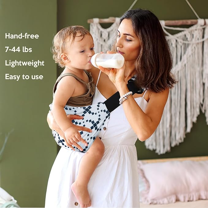 Baby Sling Shoulder Carrier,Ultimate Comfort Side Baby Carrier for Newborn to Toddler/Infants (7lbs-44lbs) (Plaid)