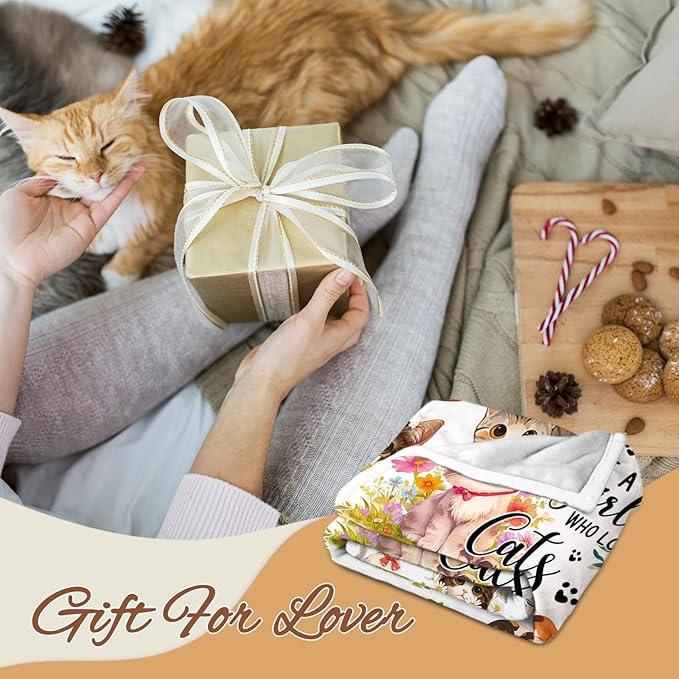 Cat Blanket Gifts for Girls, Cat Lover Gifts, Cats Thanksgiving Birthdat Gift for Women, Cats Decor for Room, Kitten Blanket 50X60 in