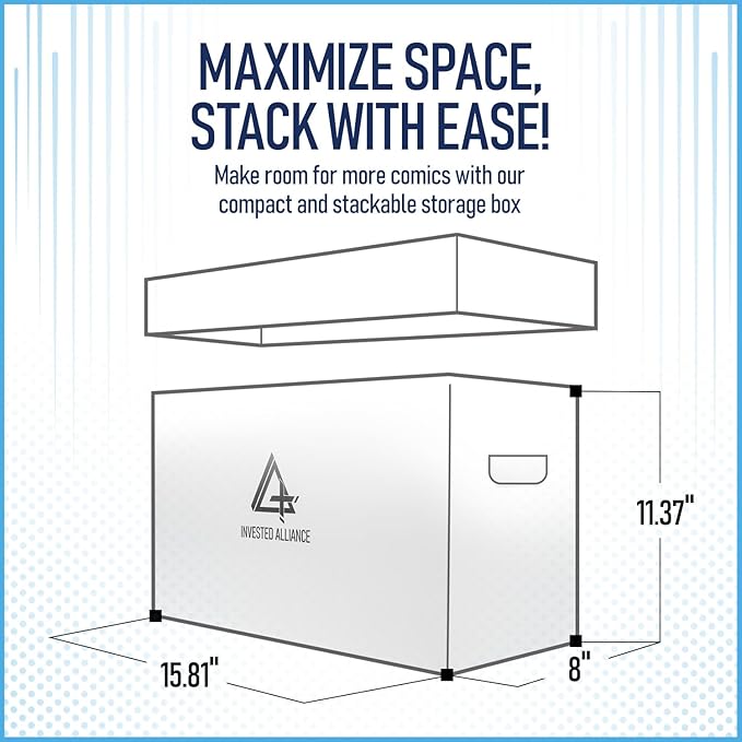 Bundle Set - Premium Short Comic Book Storage Box (3 Pack - White). Thick Cardboard Comic Book Box/Cabinet. Comics Books Bin for 150-175 Collectibles & White Comics Books Dividers (25 Pack)