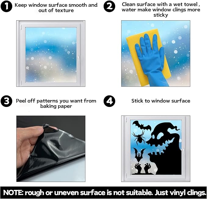 Joy Bang Halloween Window Clings Decor for Halloween Decorations, Large Scary Window Silhouette Stickers Decals Spooky Monster Zombie Clings for Party Decorations Indoor