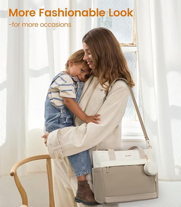 LOVEVOOK Diaper Bag Tote Large Baby Bag for Mom Hostipal and Travel Diaper Tote for Baby Boy with Pacifier Case Changing Pad