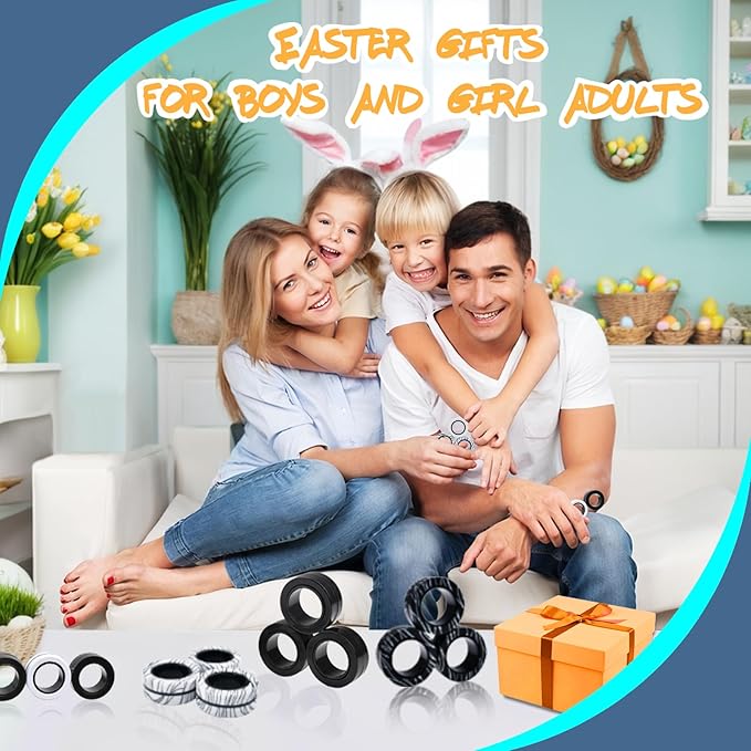 Cevioce 6 PCS Magnetic Rings Fidget Toys Set for Teens,ADHD Anxiety Magnetic Finger Spinner for Adults and Kids,Coolest Magnet Stress Relief Toy Birthdays Gifts for 8 9 10 11 12+ Year Old Boys Girls