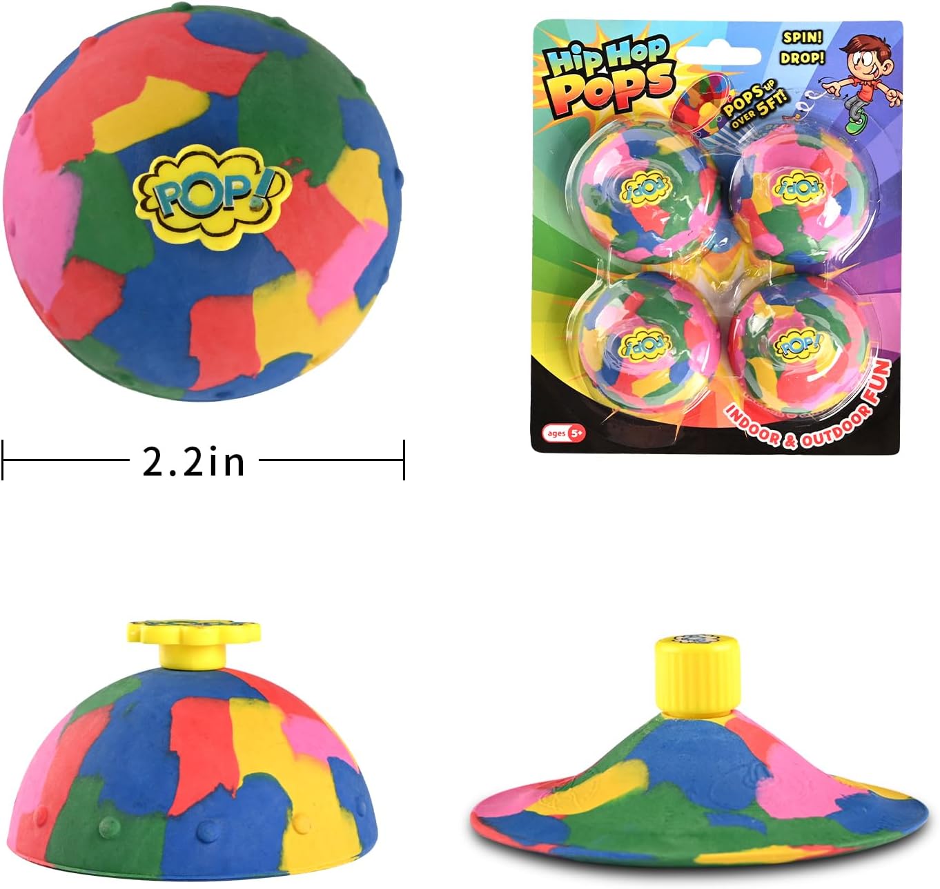 4in1 Bounce Bowls Ball Fidget Toy for Kids & Adults Spinning Stress Relief, Pop Up Toy Outdoor Game Sports Fingertip Toy for School, Birthday Party Favors, Goodie Bag Fillers for Boys and Girls