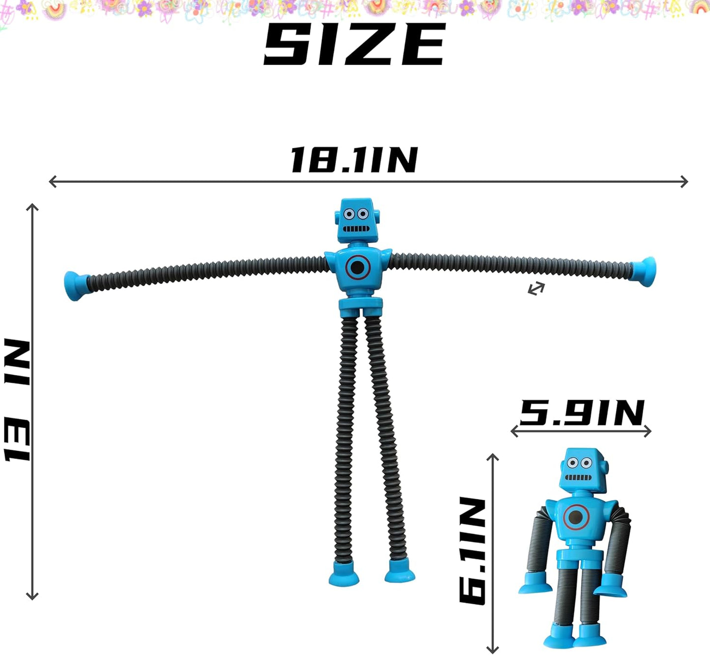 5Pcs Suction Cup pop Tube Robot Toys, Fidget Toys for Kids Girls,Toddler Toys Age 1-2-4,Kids Toys,Sensory Toys for Kids 5-7,Suction Cup pop Tube Toys (5 Pack Robot)