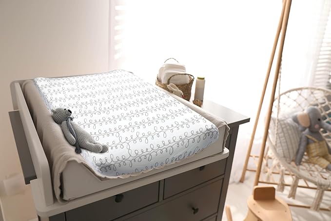 Bublo Baby Changing pad Cover - 5 Pack 100% Organic Jersey Cotton Changing Table Cover - Changing pad Covers - Changing pad Sheets - Changing Table pad Cover Sheets for 32” x 16” Baby Pads