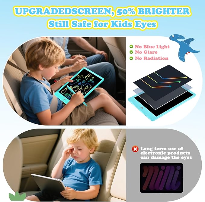 LCD Writing Tablet for Kids Age 3-12 Years-10 Inch, Portable/Interactive/Mess Free Coloring/Reusable Used for Family Educational Learning, Travel Calm Down Toys, Sketch Pad, Stuffers Gifts for Teen