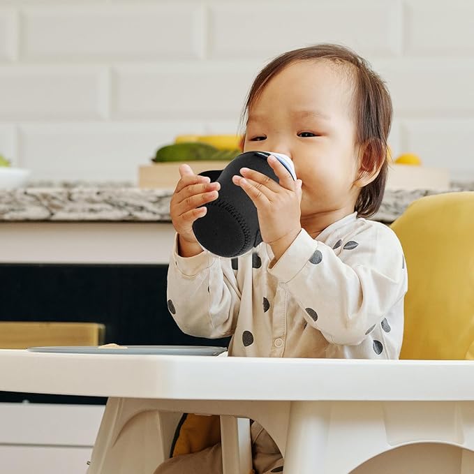 Beautyflier Glass Baby Bottle Sleeve Covers for 9oz Nature Baby Bottles with Dual Handle, 3.8mm Thicken Heat and Cold Retention Baby Bottle Sleeve (2 Black)