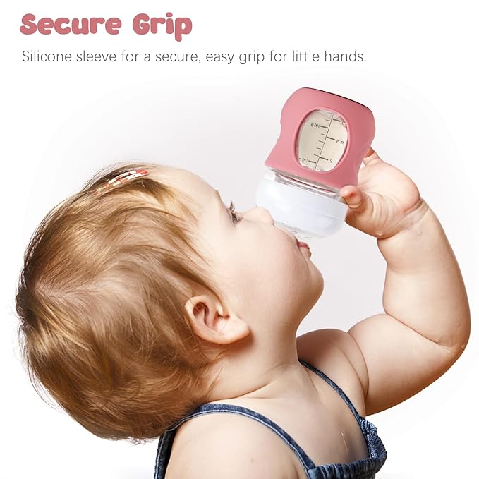 3 Pack Silicone Sleeve for Avent Natural Glass Baby Bottles, Compatible Philips Avent Glass Natural Baby Bottle 4oz