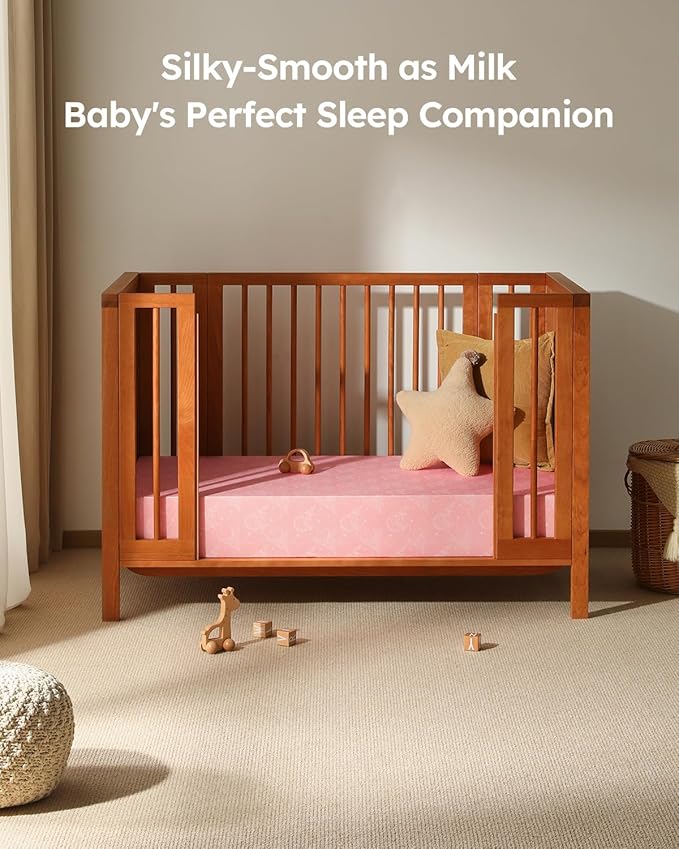 Baby Crib Sheets for Boys Girls, 28x52x8in Fitted Crib Sheet Neutral 3 Pack for Standard Crib and Toddler Mattress, Breathable Soft Microfiber Baby Sheet Pink White Moon