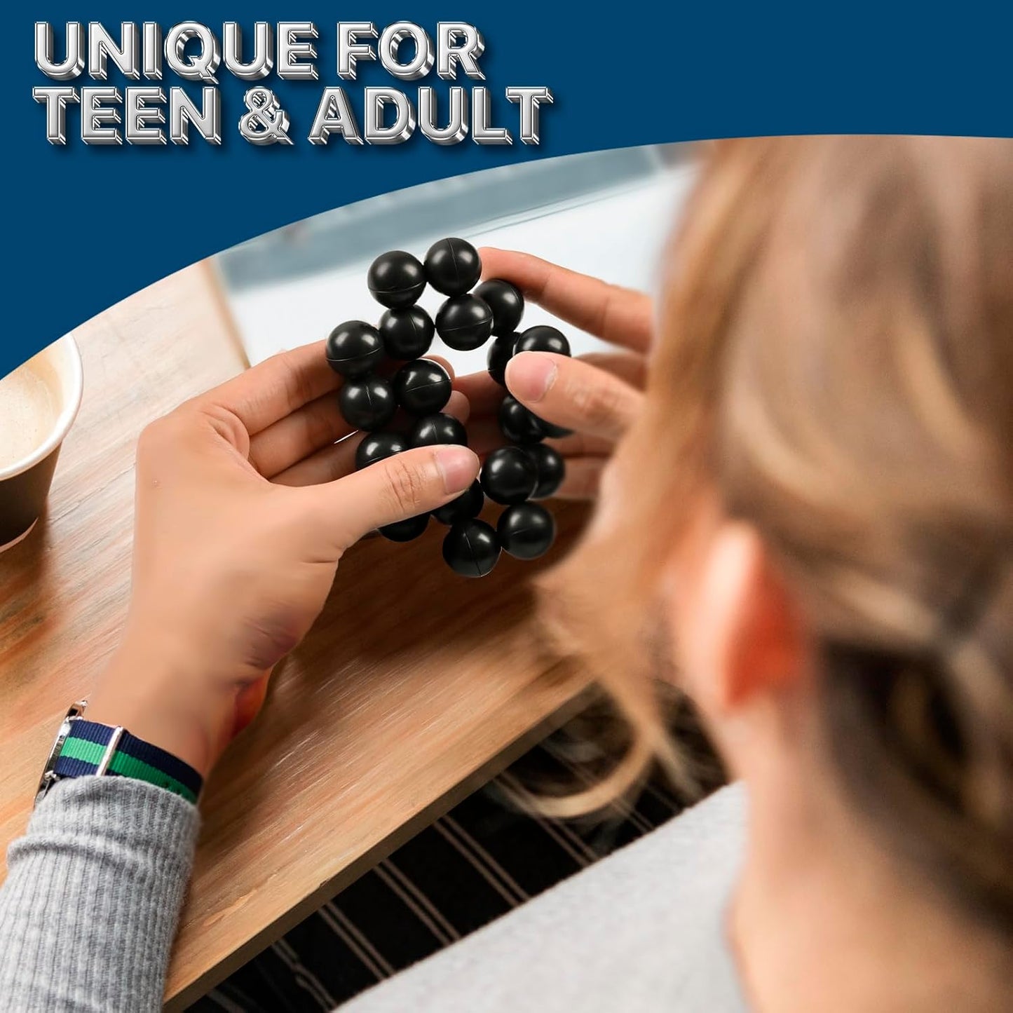 Fidget Ball Toys Adult, Autism Sensory Toys for Kids Teens, Autistic Travel Toys EDC Quiet Cool Desk Fidget Toys Adults Stocking Stuffers Gift for Boys Girls Men, Non-Magnetic Inseparable