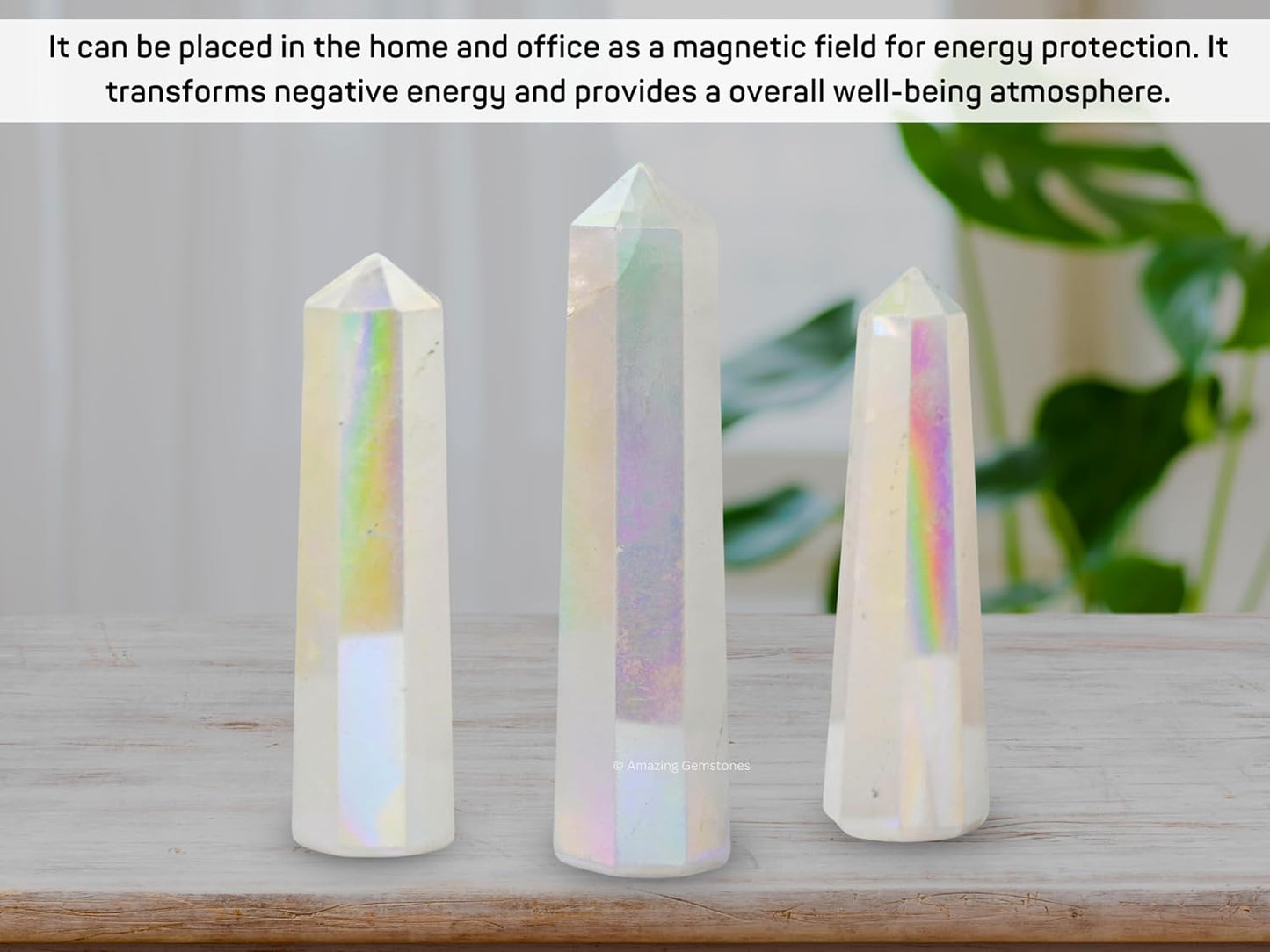 Amazing Gemstone Angel Aura Quartz Crystal Towers ~ Natural Healing Crystal Point Obelisk for Reiki Healing and Crystal Grid (3- Inch)
