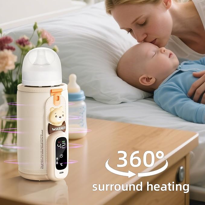 Portable Bottle Warmer for Travel, Baby Bottle Warmer for Breastmilk & Formula, Milk Warmer on The Go, Accurate Temperature Control, Retain Nutrients