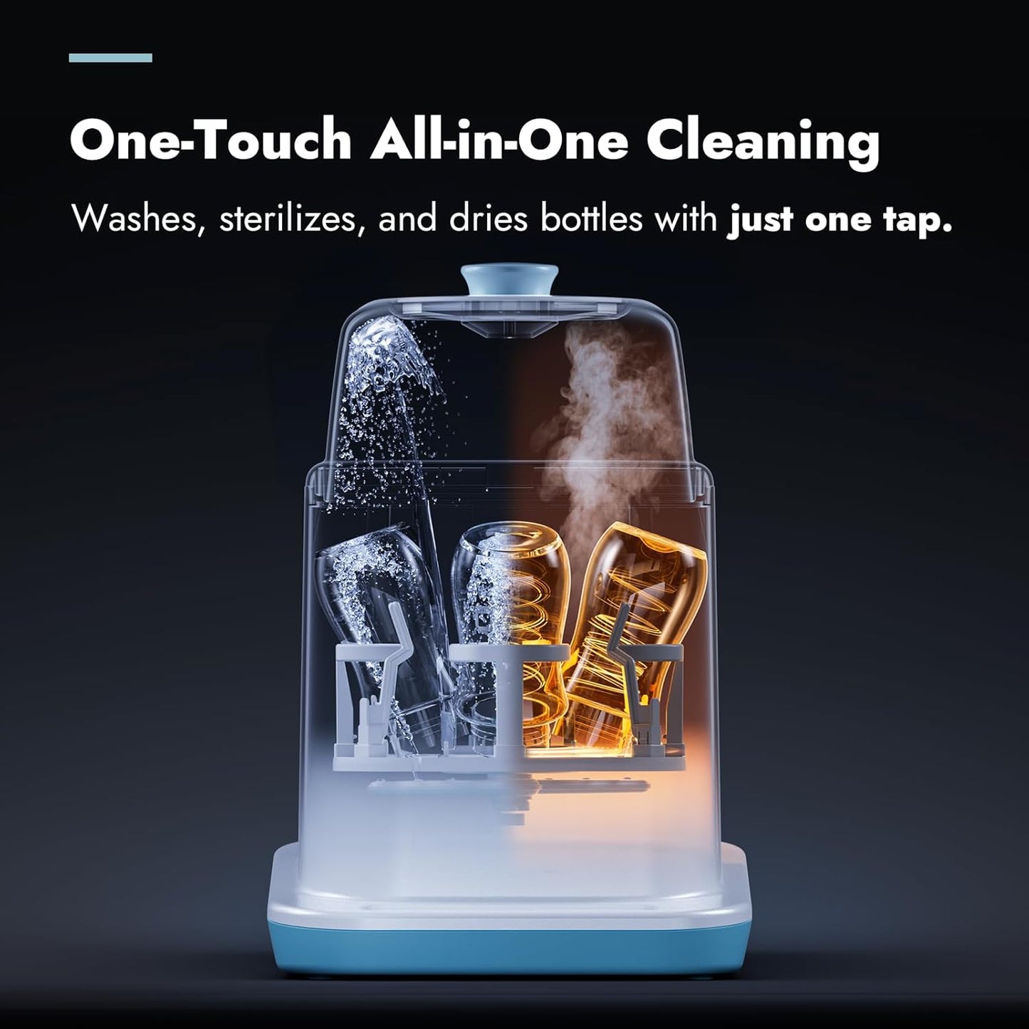 Papablic Bottle Washer Pro, Bottle Washer & Sterilizer & Dryer, 4-in-1 Bottle Washer Sanitizer for Bottles, Pump Parts, & Baby Essentials - Quick & Clean with 60 Detergent Tablets