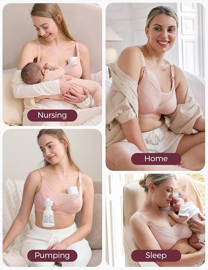 Momcozy Mesh Support Pumping Bra Hands Free Suitable for 36C-44G, Comfortable Plus Size Pumping and Nursing Bra in One