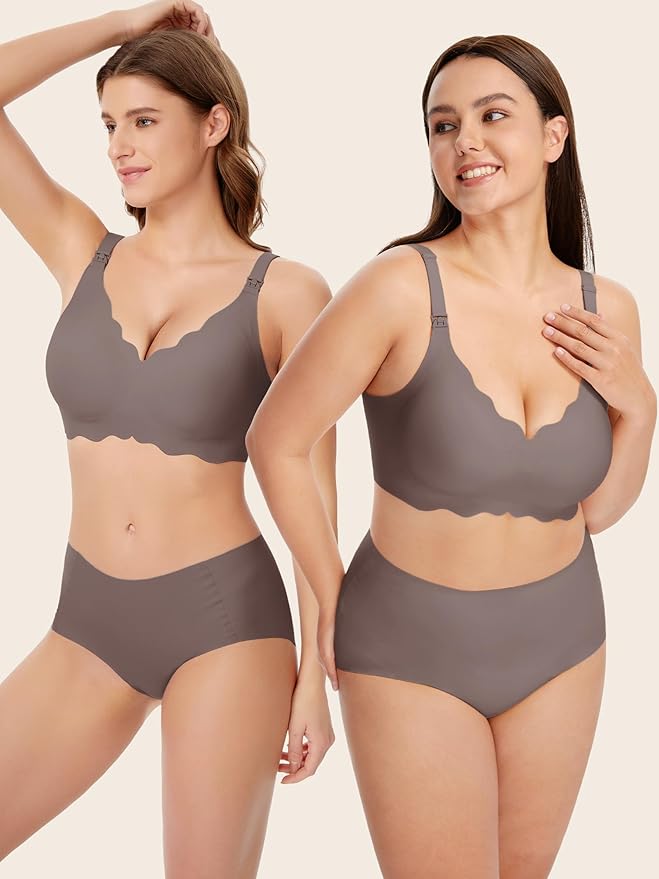 Angelhood Nursing Bras for Breastfeeding Ultra Comfort Seamless Maternity Bra Wireless Pregnancy Bralette with Bra Extender