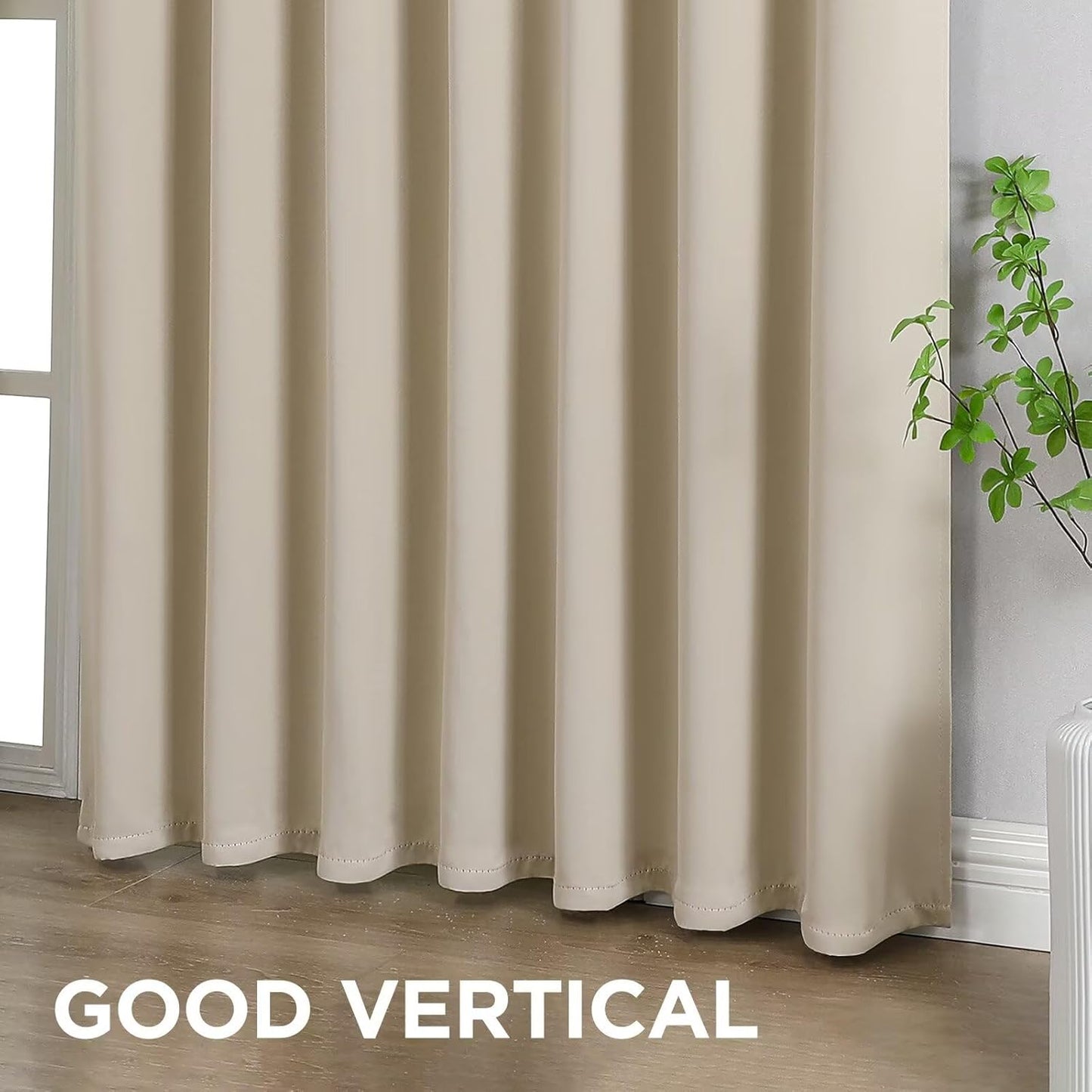 Joydeco 90 Inch Blackout Curtains for Bedroom, Thermal Insulated Black Out Curtains 2 Panels Set, Room Darkening Drapes for Living Room Window Rod Pocket Back Tab (W52 x L90 Inch, Light Beige)