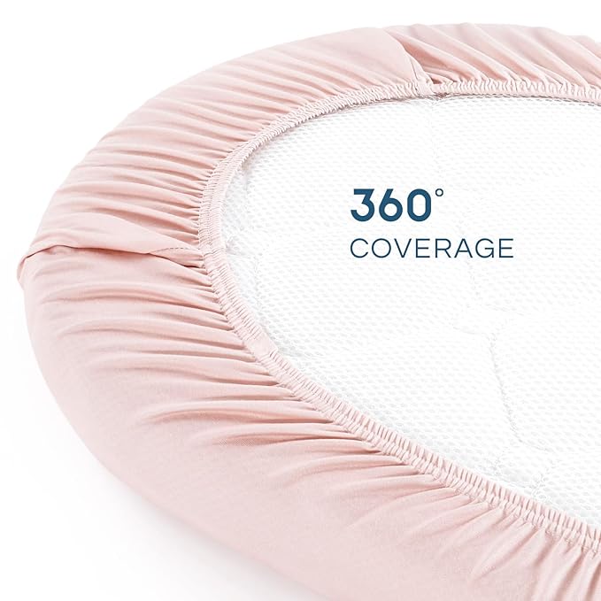 Stretch Ultra Soft Fitted Bassinet Sheet Set 2 Pack, Universal Fit for Bassinets Baby Cradle Moses Basket Oval Rectangle Mattress Safe and Snug, Pink Rose Print