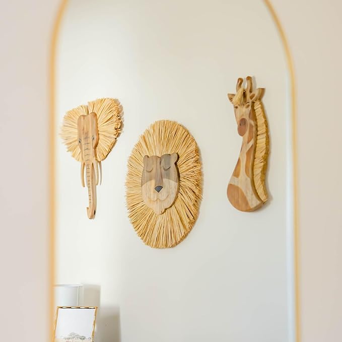 Crane Baby Handmade Wooden Safari Wall Decor, Wood Animal Wall Art for Nursery and Gender Neutral Safari Room Decor, Giraffe, 21" x 8"