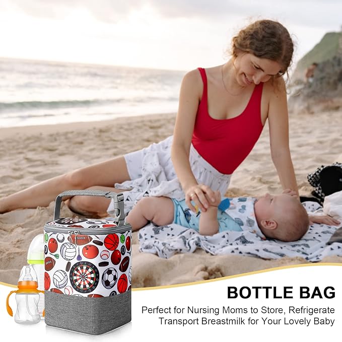 Accmor Breastmilk Cooler Bag, Baby Bottle Cooler Bags, Insulated Bottle Cooler Tote Bags On The Go, Fits 4 Large 8oz Bottles, for Nursing Mom Daycare Travel