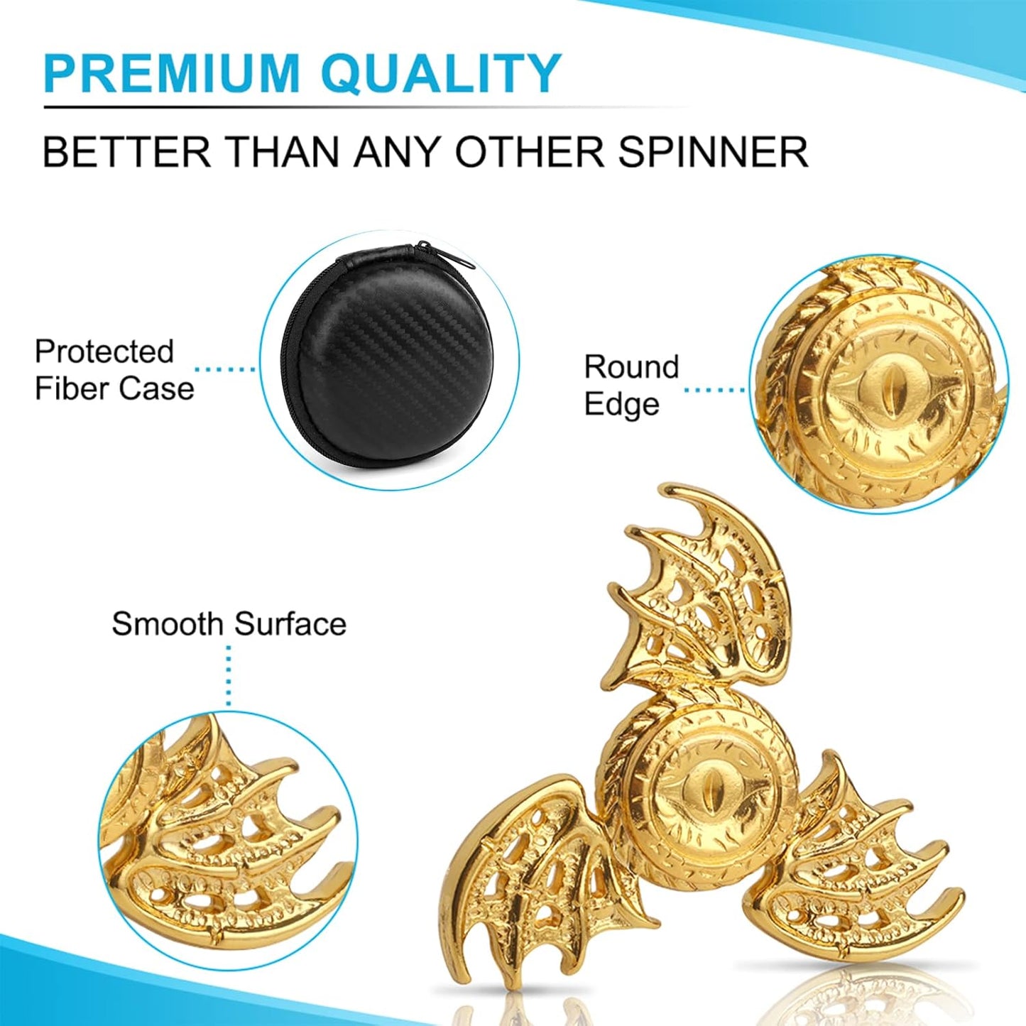 Dragon Fidget Spinner Anti Anxiety Toys Stress Relief Reducer Spin Fidgets Finger Hand Bearing Finger Spinners Toy Focus Fidgeting Restless Tri Spinner Best Novelty Gift for Adults Kids