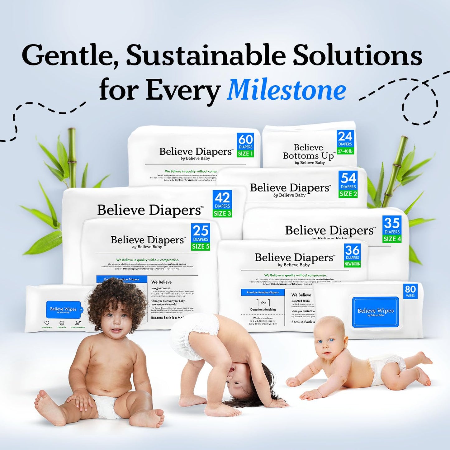 Believe Viscose Bamboo Baby Wipes Travel-Size 10pc-10 packs, Multi-Use Water Based Wipes Baby Sensitive Skin, Hypoallergenic and Fragrance Free for Babies – Gentle Plant-Based Viscose Bamboo Wet Wipe