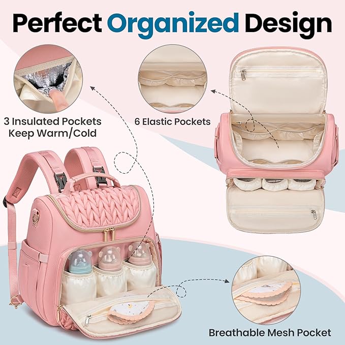 4 in 1 Convertible Diaper Bag Backpack,Waterproof Baby Diaper Bag with Changing Pad,Converts into Baby Tote Bag,Diaper Backpack,Stroller Bag and Crossbody Diaper Bag