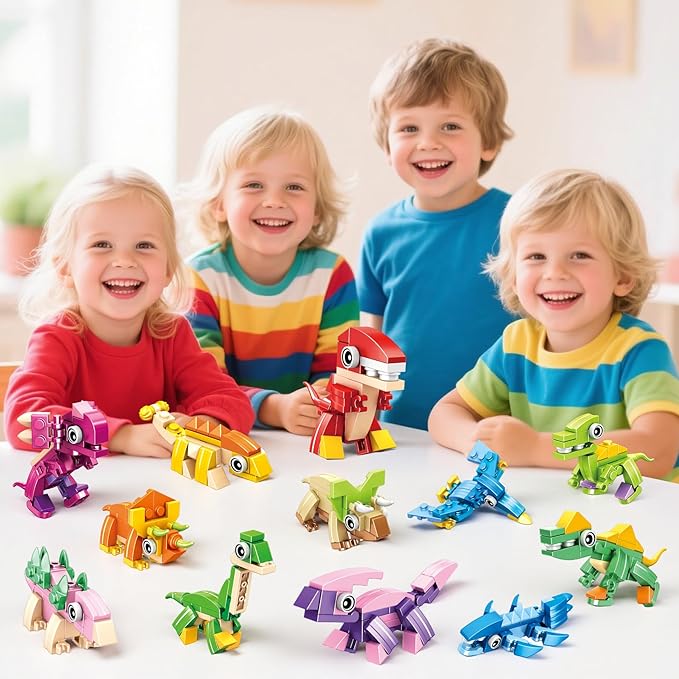 12 Packs 36 Kinds of Dinosaurs Building Blocks Toy, DIY Dinosaurs Animals Building Blocks Sets for Classroom Prizes,Birthday Party Favors for KidsIdeas for Boys and Girls Ages 6-12