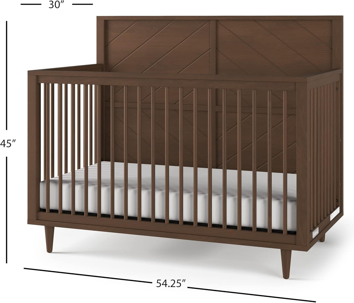 Child Craft Surrey Hill 4-in-1 Convertible Crib, Baby Crib Converts to Day Bed, Toddler Bed and Full Size Bed, 3 Adjustable Mattress Positions, Non-Toxic, Baby Safe Finish (Toasted Chestnut)