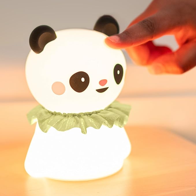 Taf Toys Silicone Kids Night Light Adjustable Brightness Levels & 30-Min Timer Tap Control 3-Level Dimmable Baby Night Lights for Nursery USB Rechargeable Nursing Lamp Bedroom Décor (Little Panda)