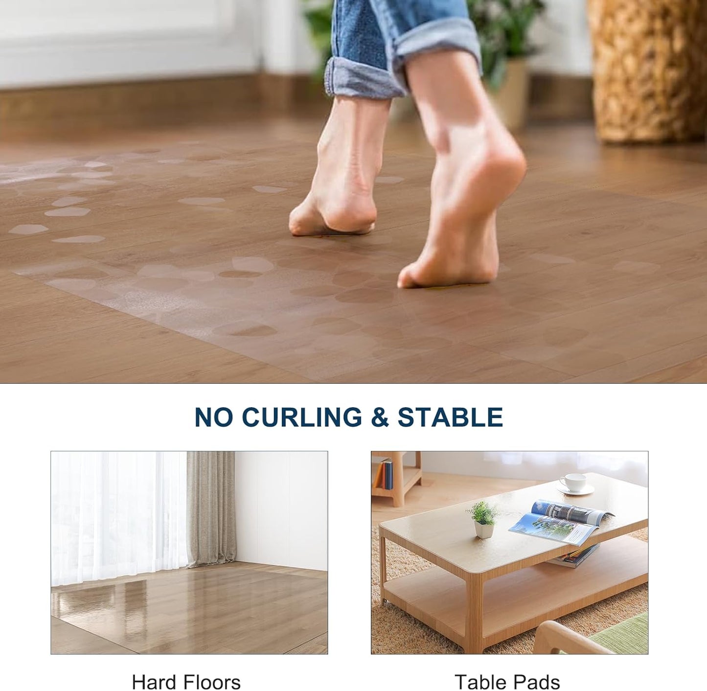 Clear Area Mat for Hard Floors,5'×7' No Slip Vinyl Floor Mats for Under Dining Table, Pebble Patterned Waterproof Rug Protector for High Traffic Areas, Pet Litter Mat