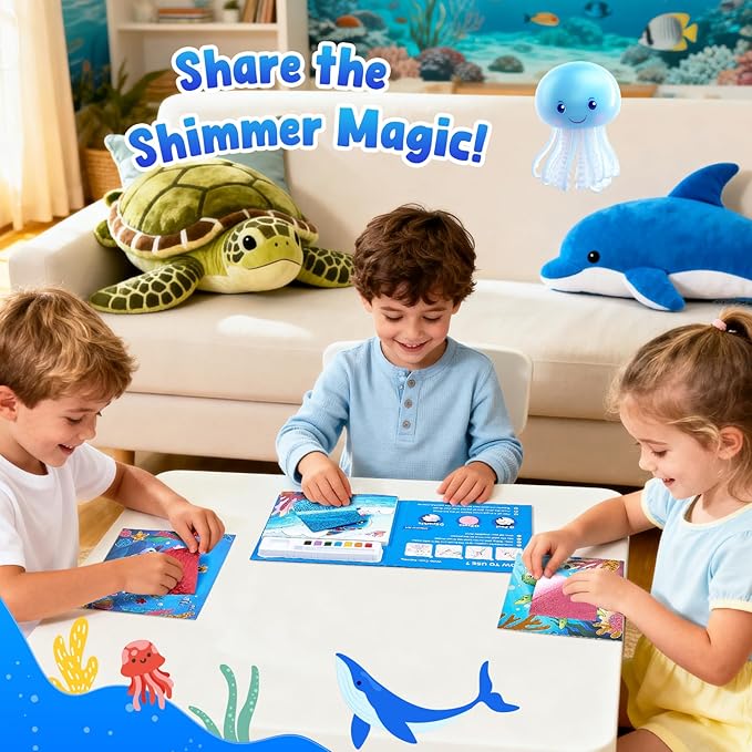 JoyCat Paint with Water Coloring Books, Art & Craft Activity, No Mess Art for Kids Ages 4-8, Craft Kits & Supplies, DIY Creative Activity, Presents for Girls & Boys (Sea Animals)