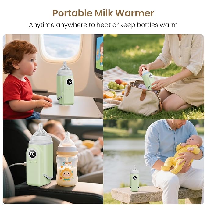 Portable Bottle Warmer for Travel, Precise Temperature Milk Warmer, 10000mAh Long Battery Life USB-C Fast Charging for Breast Milk/Formula Milk Warming, Fit Car, Airplane & On The Go Bottle Warmer
