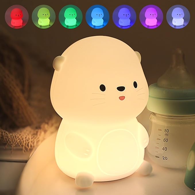 Otter Night Light, Cute Sea Otter Lamp Gifts,Animal Silicone Night Lamp, Cute Room Decor Night Light Birthday Christmas Gifts