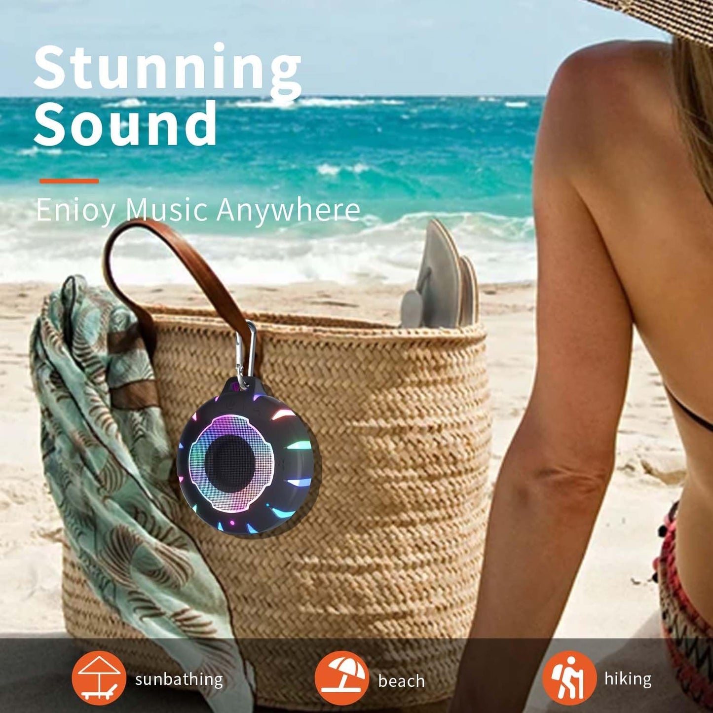 HEYSONG Waterproof Shower Bluetooth Speaker, Durable & Portable with Clear Sound, Ideal for Shower, Pool, Beach & Kayaking – Great Gift for All Ages