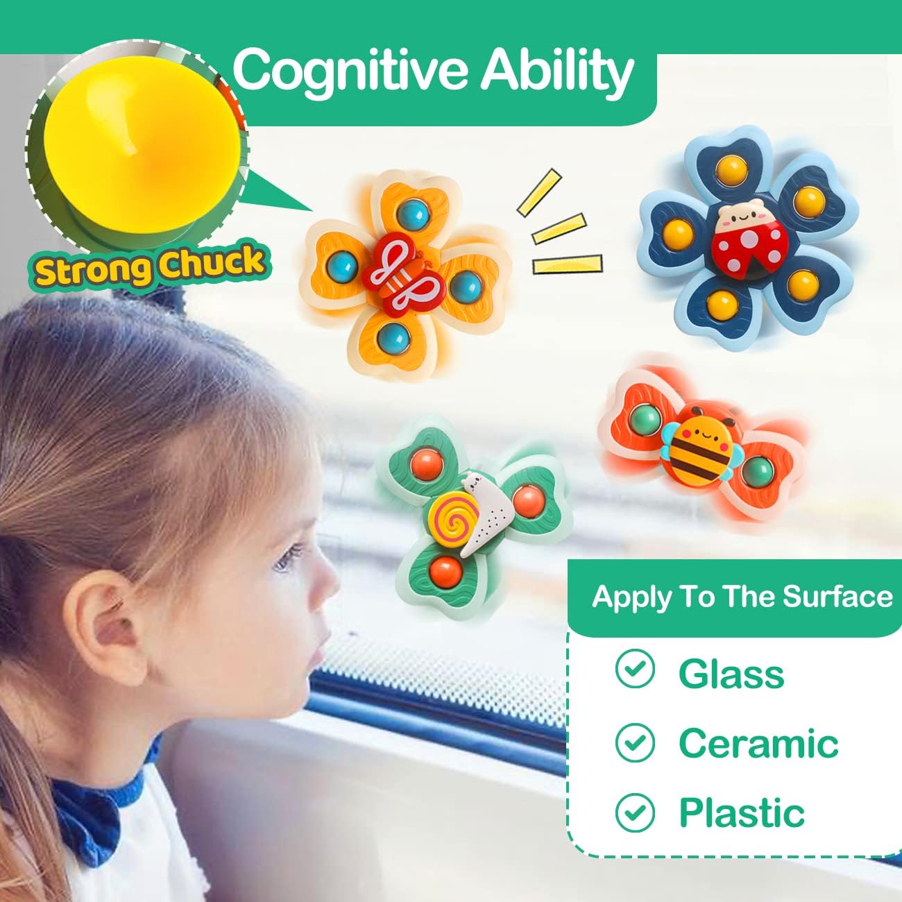 Sensory Suction Cup Toys for 1 Year Old Boys Girls Baby Simple Dimple Fidget Spinner Toys 2-4,6-12,12-18 Months Toddlers Baby Bath Travel Toys for Easter Birthday