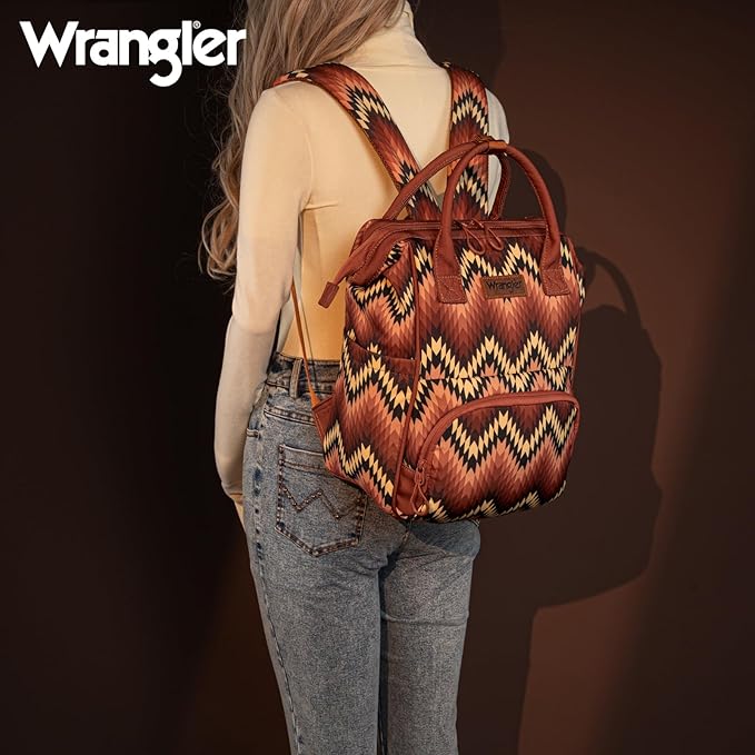 Montana West Wrangler Aztec Callie Diaper Bag Backpack with Stroller Straps Multifunction Baby Travel Bag WG2211-9110BR